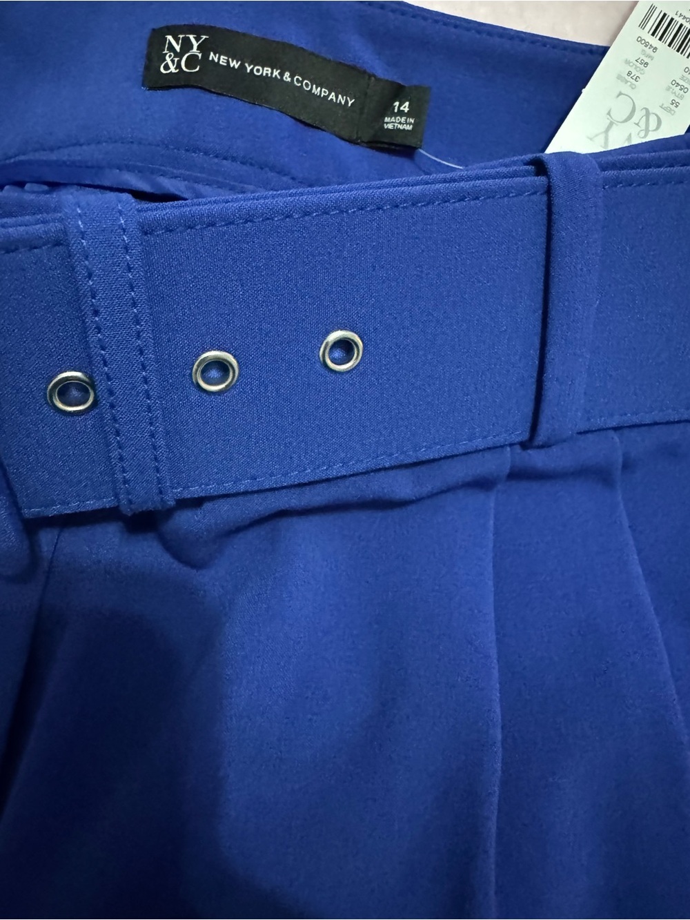 Royal Blue Belted Cropped Pants - Picture 3 of 13